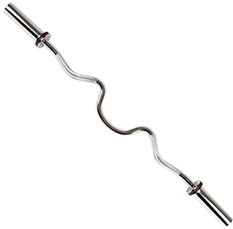 Sunny Health & Fitness Bilanciere Curl Olimpico 122 cm, Finitura Cromata, Manicotti da 5 cm per Allenamento della Forza, Rotazione a Cuscinetti e Boccole per Trapezi, Stacchi, Squat e Altri Esercizi