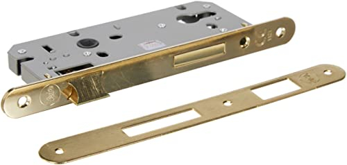 YALE 52X1045 Cerradura de embutir Puertas de Madera con Borde Redondo Frontal, Entrada 45 mm, Distancia Entre Ejes 85 mm, Latón Pulido, 45mm