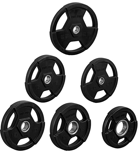 Poids disques olympiques en fonte rêvetement caoutchouc avec anneau métalliquede 51mm - de 12,5 à 25 kg