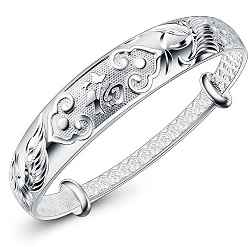 Nanhong Bracelet en Argent sterling 925 - Gravé - Bénédiction Chinoise