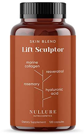 Nullure Collagene Marin et Acide Hyaluronique | Formule Naturelle Anti-Rides + Vitamine C + Magnésium Marin + Resvératrol + Coenzyme Q10 | 120 gélules | Sans Excipient