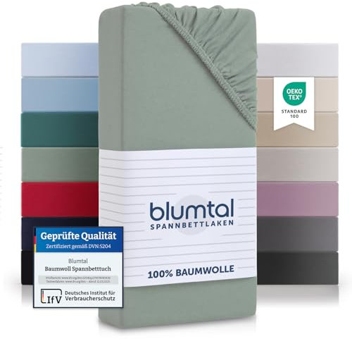 Blumtal® Basics Spannbettlaken 80x200 cm Jersey aus 100% Baumwolle - Oeko-TEX Zertifiziertes Spannbetttuch - Matratzenbezug - Bettbezug in Summergreen Grün