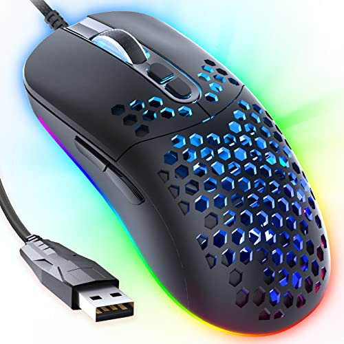 CYD C306 Mouse da gioco RGB cablato, mouse USB 3.0 con pulsanti laterali, mouse da gioco programmabile, mouse da gioco con tracciamento a scatto e sparatoria DPI 7200