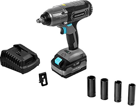 Cecotec Llave de Impacto sin Cables CecoRaptor Perfect Impact 4020 Ultra. Batería 20V y 4000mAh, Velocidad sin carga 2300 rpm, Ratio de Impacto 3000 bpm, Torque máx 400 Nm, Portabrocas
