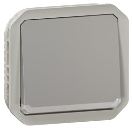 LEGRAND, Plexo New 069540L Bouton poussoir 10 A bornes enfichables (SL) IP55 - IK 08 avec fonction de contrôle Gris