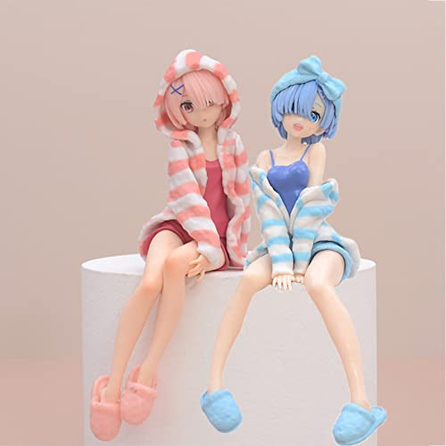 Rem e Ram Figura Statua Figura Modello Remu e Ramu Posizione Seduta Scultura Decorazione Desktop Regalo di Natale di Compleanno per Ragazzi Ragazze