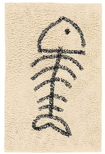 RugVista Neptun, Badematte, Moderne Teppiche, 80 x 50 cm, Rechteckig, Niedriger Stapel, Maschinenwäsche, Natural/Schwarz