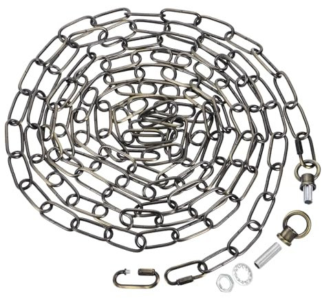 PATIKIL 15Ft Illuminazione Catena per Lampada Pendente Plafoniera Catena Lampadario Catena Portata 65 Lbs per Pendente Luce Soffitto Ventilatore Bronzo