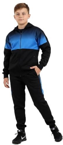 Boy's Tracksuit Hoody & Jogger Set Poly (UK, Age, 9 Years, 10 Years, Regular, SW-Black/Blue)