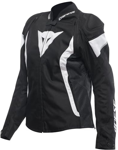 Dainese - Avro 5 Tex Jacket Wmn, Giacca Moto in Tessuto, con Protezioni, Woman, Nero/Bianco/Nero, 44