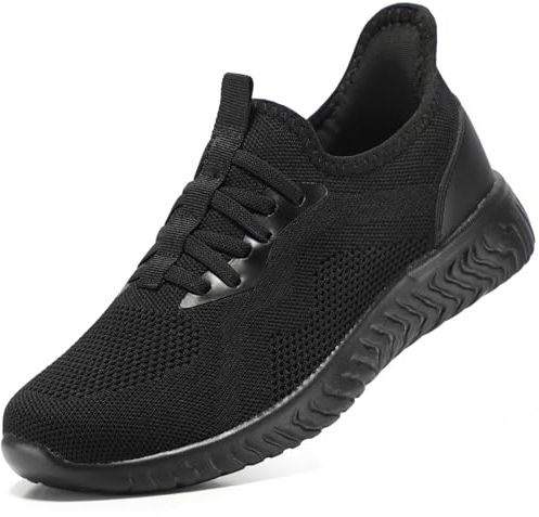 STQ Slip on Sneakers Damen Turnschuhe ohne Schnürsenkel Memory Foam Damenschuhe zum reinschlüpfen Bequeme Schlupfschuhe Schwarz 40 EU
