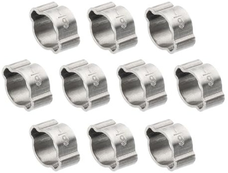PATIKIL 10pz 7-9mm Fascette Stringitubo a Doppia Orecchio, Acciaio Inossidabile 304 Anello Crimpatura O Clip per Tubi Carburante Benzina, Connessioni per Tubi, Tono Argento
