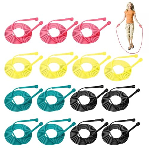 Lot de 15 cordes à sauter réglables pour adultes et enfants