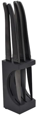 Laguiole Set di coltelli da bistecca Heritage 6 pezzi - Coltelli da bistecca in acciaio inox nero con blocco coltelli - Posate da bistecca di alta qualità per carne, barbecue e grill