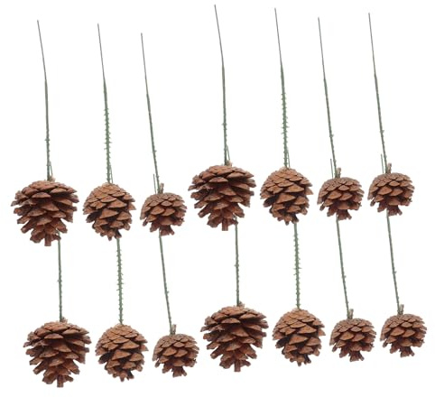 GLEAVI 30pezzi Pigne Naturali su Rami Metallici per Decorazioni Natalizie Stuzzicadenti Rustici per Alberi di Natale e Centrotavola