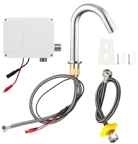 G1/2in Thread Automatic Induction Sensor Water Faucet Infrared Single Cold Tap with Control Box Automatic Faucet Sensor Faucet(High Height Type)