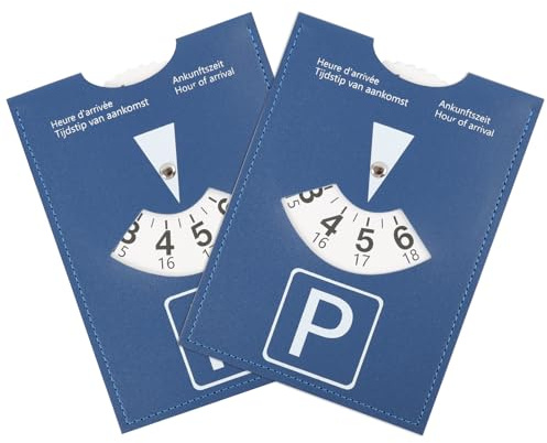 2 Piezas Disco de Estacionamiento PU Azul, 11x15 cm, Zona Azul Europea, Reloj Manual, Material Suave y Resistente, Indicador de Hora de Llegada, Diseño Duradero, Accesorios Coche Prácticos
