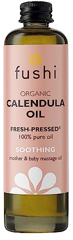Fushi Organic Calendula Oil 100ml | Fresh-Pressed & Triple Infused for 3 Months | Best for Minor Abrasions, Irritated Skin, Skin Healing | Anti-inflammatory | Oil for Babies | Vegan, Made in the UK
