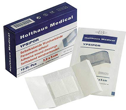 10x Holthaus Medical YPSIPOR steriler Wundverband Wundpflaster Wundpflaster, selbstklebend, 20x10cm