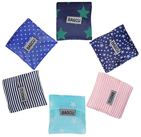 ISIYINER Bolsas plegables de la compra reutilizable Grocery Tote, ecológica, plegable, bolsa para viajes al aire libre, 6 unidades, multicolor, 6 Pezzi