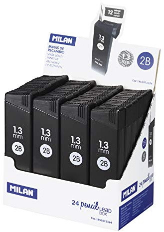 MILAN Box of 24 Tubes of 12 Refill Leads 1.3mm Black