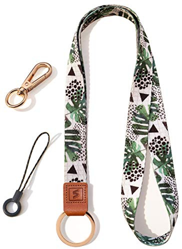 SENLLY Umhängeband Schlüsselband Neck Lanyard strip mit und echtem Leder, für Schlüssel, ID Badge Card Holder, Ausweishülle, Mobile Handys Telefon