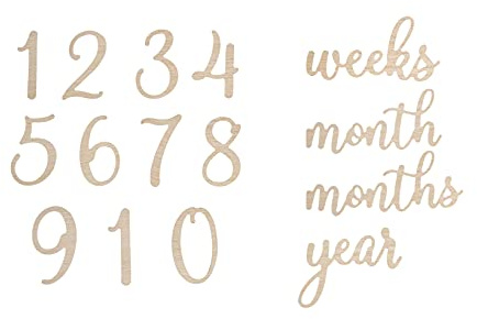 Pearhead Wooden Milestone Numbers & Words, Baby Announcement Cards, Milestone Marker Keepsakes, Pregnancy Milestone Markers, Wooden Photo Props for Pregnancy and Baby
