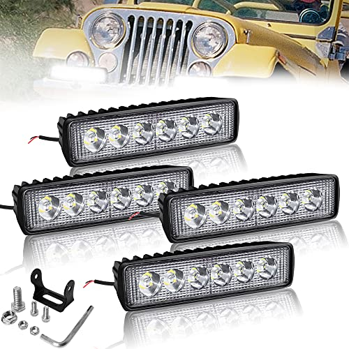 NAIZY 4 * 18W LED Arbeitsscheinwerfer Quadrat Offroad Flutlicht Arbeitslicht 12V/24V Zusatzscheinwerfer 1600LM Scheinwerfer IP67, für SUV UTV ATV(4 Stück)