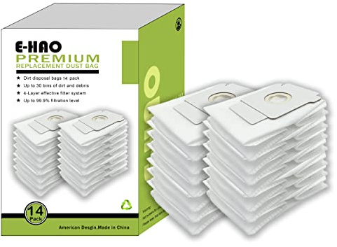 E-HAO 14 pièces sacs d'aspirateur compatibles pour iRobot Roomba i/s/j et Roomba Combo i/j série,sac pour 706/705/505/405/205/105/104/j5+/j6+/j7+/j8+/j9+/i1+/i2+/i3+/i4+/i5+/i6+/i7+/i8+/s9+