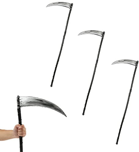 Deluxe Halloween Scythe - Pack of 3-5-Piece Screwable Scythe Accessory - Grim Reaper Scythe Halloween Fancy Dress Accessory