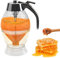 VOSSOT Honigtöpfe, Acryl-Honigspender Honig Sirup Container, Sirupspender Honig-Dosierer, Honig Behälter mit Untersatz Speicher Ständer, zum Servieren von Honig und Sirup, Ohne Tropfen (200 ml)