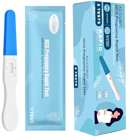 ACCUBIO Rapid Detection Pregnancy Test, Extra Sensitive HCG Urine Midstream Test, Early Detection Pregnancy Test Strips, Result Within 5 Minutes, Over 99% Accurate, 25mIU/mL 5PACK