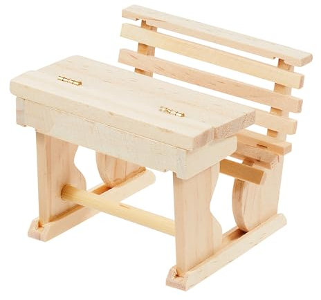 Hobbyfun Miniatur Schulbank, 7 x 5,8 x 6 cm, Beige, Klassisch, Holz, Puppenhaus, 1:12 Scale