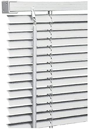 White PVC Plain Venetian blinds - Metal Headrail & Fittings - 25mm Thin slats Trimmable Easy fit - window Treatment Shutters - Home Offices Blind (Width 195cm x Drop 150cm)