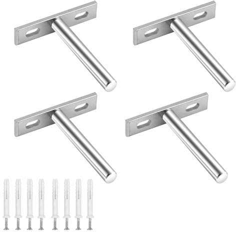 Schwimmende Regalhalterungen Regalträger 4 Stück Verdeckt Regalhalter Schwerlast Stahl Regal Halterung Unsichtbar Regalbodenträge mit 12 Schrauben für Regale Wanddeko Schrank