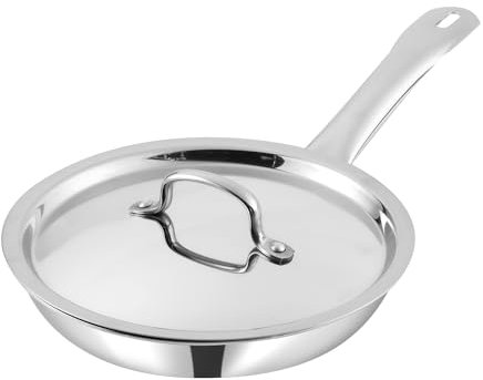 Nobel Triply Stainless Steel Cookware Frypan with Stainless Steel Lid, 2.5 mm Thick,Induction & Gas Stove Compatible Omelette Pan, Egg Pan,Multi Use Frying pan (26cm. Dia S.S. LID)