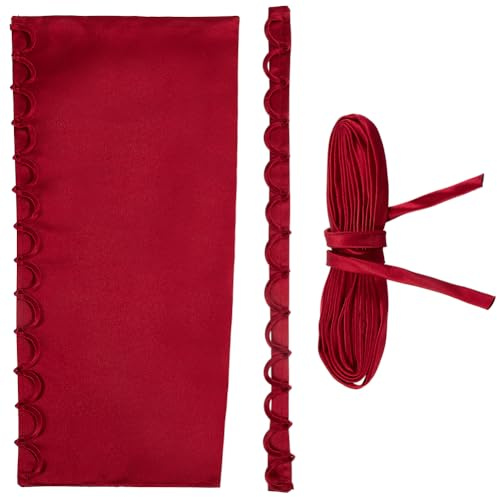 GORGECRAFT 3PCS/Set Wedding Dress Zipper Replacement Satin Corset Kit Evening Gown Adjustable Back Zipper Extender Fabric Lace-up Loops Ties Fit Satin Corset Back Kit for Formal Prom Dress, Dark Red