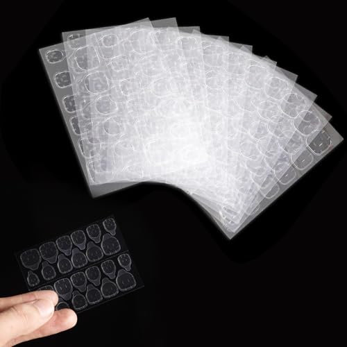 Adesivi per unghie finte, 240 pezzi di colla per unghie a doppio lato, 10 fogli di colla trasparente per unghie adesivi impermeabili per unghie adesive per la decorazione delle unghie fai da te