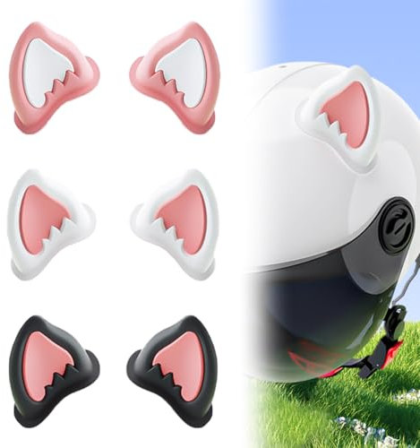 XUZOPIM 3 Paires Décoration De Casque Moto Accessoires De Casque D'Oreilles De Chat Moto Autocollants De Décoration Ornement Mignon Oreilles De Chat Pour Moto Vélo Scooter Casque