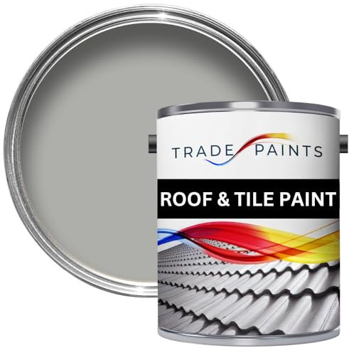 paints4trade Roof & Tile Paint Light Grey - 5L – Long-Lasting Exterior Coating for Roof Tiles, Brick, Concrete & Stone – Weatherproof, Quick-Drying, Professional Finish