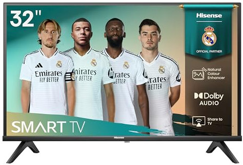 Hisense 32A4Q - HD Smart TV 32 Pulgadas, Modo Juego, Deportes IA, Sonido Dolby DTS HD, Alto Contraste, Función Compartir en el Televisor, DVB - T2, Auto Ordenación de los Canales TDT