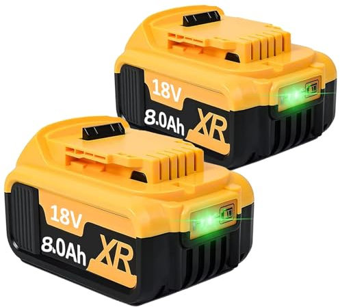 2 Stück 6000mAh DCB182 Ersatzakku für Dewalt 18V Akku, Ersatz für Dewalt Batteries DCB200 DCB184 DCB101 DCB107 DCB112 DCB105 DCB115 DCB203 mit LED Werkzeugakku