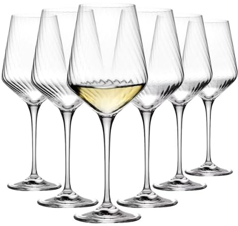 Krosno Avant-Garde LUMI Weißweingläser 450 ml, 6er Set – Bleifreies Kristallglas, Strukturiertes Design, Für Weißwein, Rotwein, Sekt & Cocktails, spülmaschinengeeignet