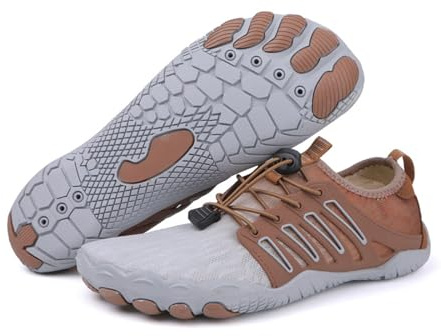 AIISDA Hike Barefoot Water Shoes for Women & Men, Pro Hiking & Walking Shoes with Wide Toe Box, Non-Slip, Lightweight & Breathable, A818, Grey 42