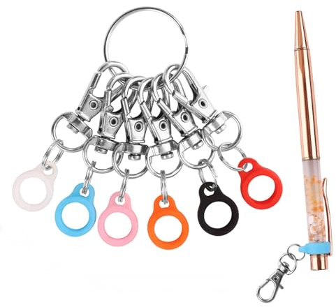 BrambleCo 6 PCS Lanyard Pen Holder Clips – Silicone & Metal Pen Holders for Badge Lanyards, Keychains, Pencils, Pens Not Included, Colorful Pocket Pen Clips for Teachers and Office