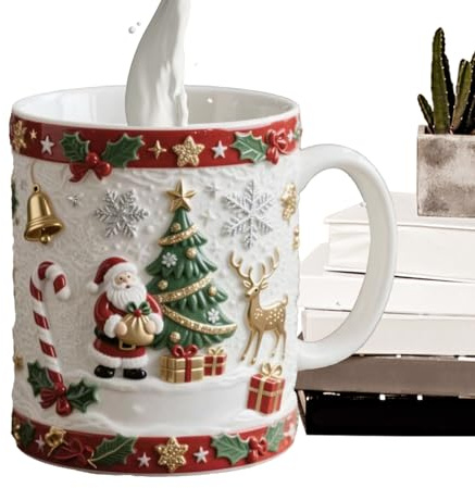 Julmuggar | Frukostmugg i harts - kaffemuggar för fester, för morgonrutin, födelsedagsfest, säsongsfester, arbete, avkoppling, helg fritid