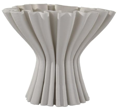Generico Sand 3D Vaso Coppa in Porcellana Ruvida Bianca 25x22 cm