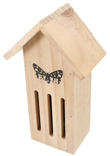 SHINEOFI Maison à Papillons en Bois Beige pour Jardin Extérieur, Station d'alimentation et Habitat Naturel Suspendu, Décoration Solide et Fonctionnelle