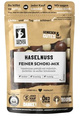 Bremer Gewürzhandel Haselnuss feiner Schoki-Mix, Haselnüsse in Vollmilch-, Zartbitter- & weißer Schokolade, 200g
