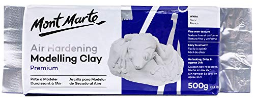 Mont Marte Modelling Clay White – 500g – Fine Even Texture – Easy to Smooth – Air Dry Clay for Pottery, Modelling and Handicrafts